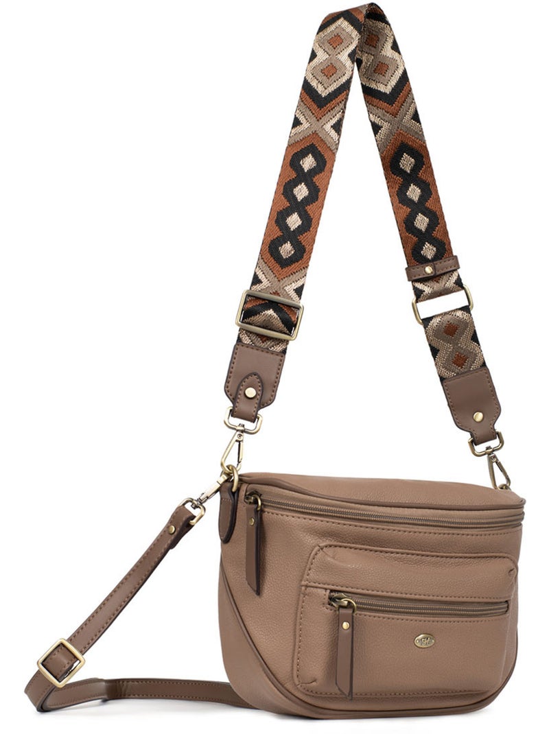 Sac porté travers RONDA Taupe - Kiabi