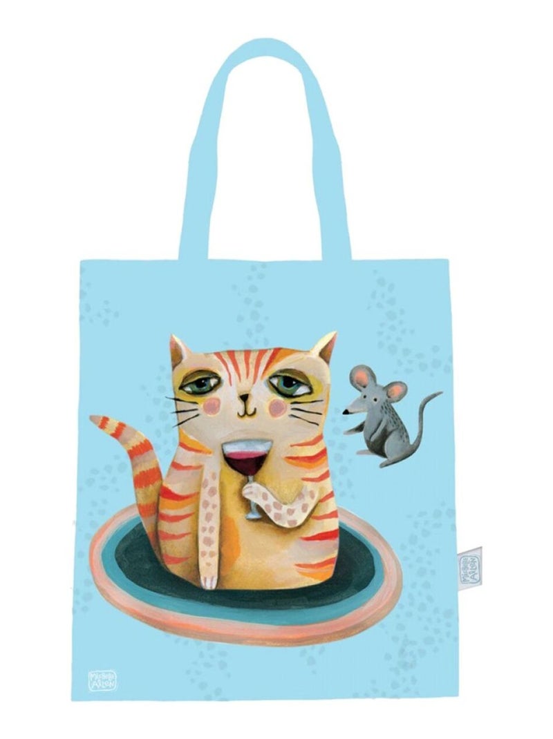 Sac pour les courses en coton Allen - Crasy Cat Bleu - Kiabi