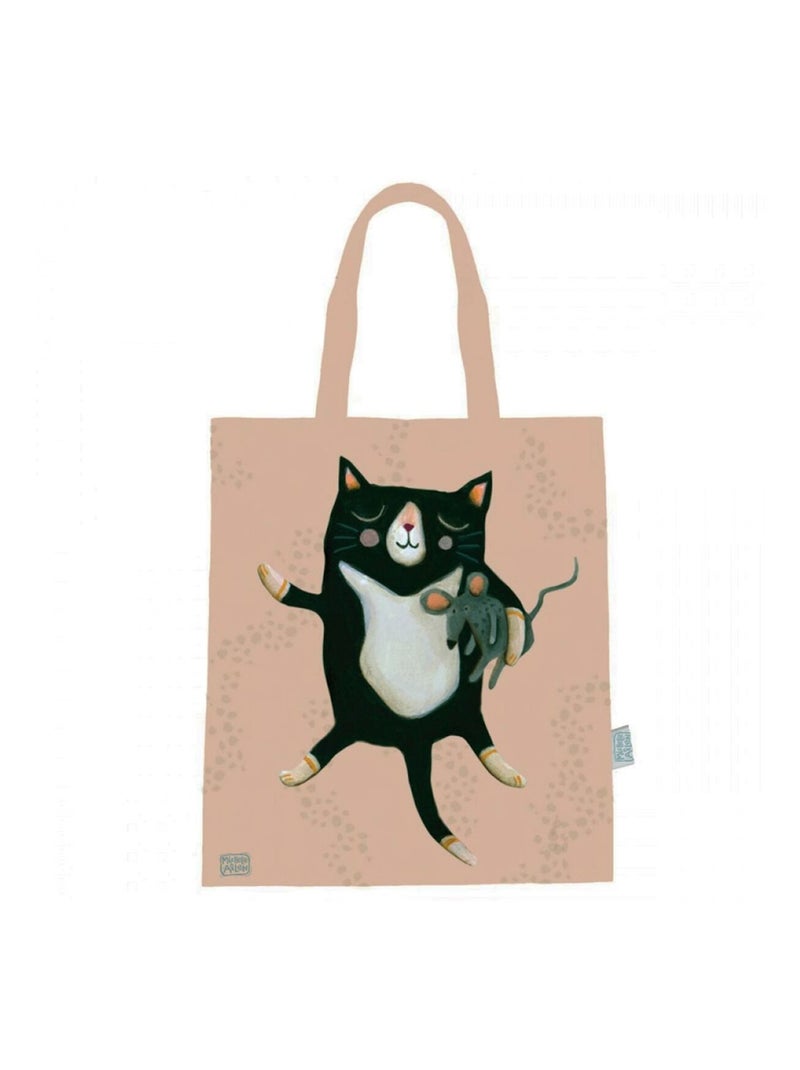 Sac pour les courses en coton Allen - Crasy Cat Rose - Kiabi