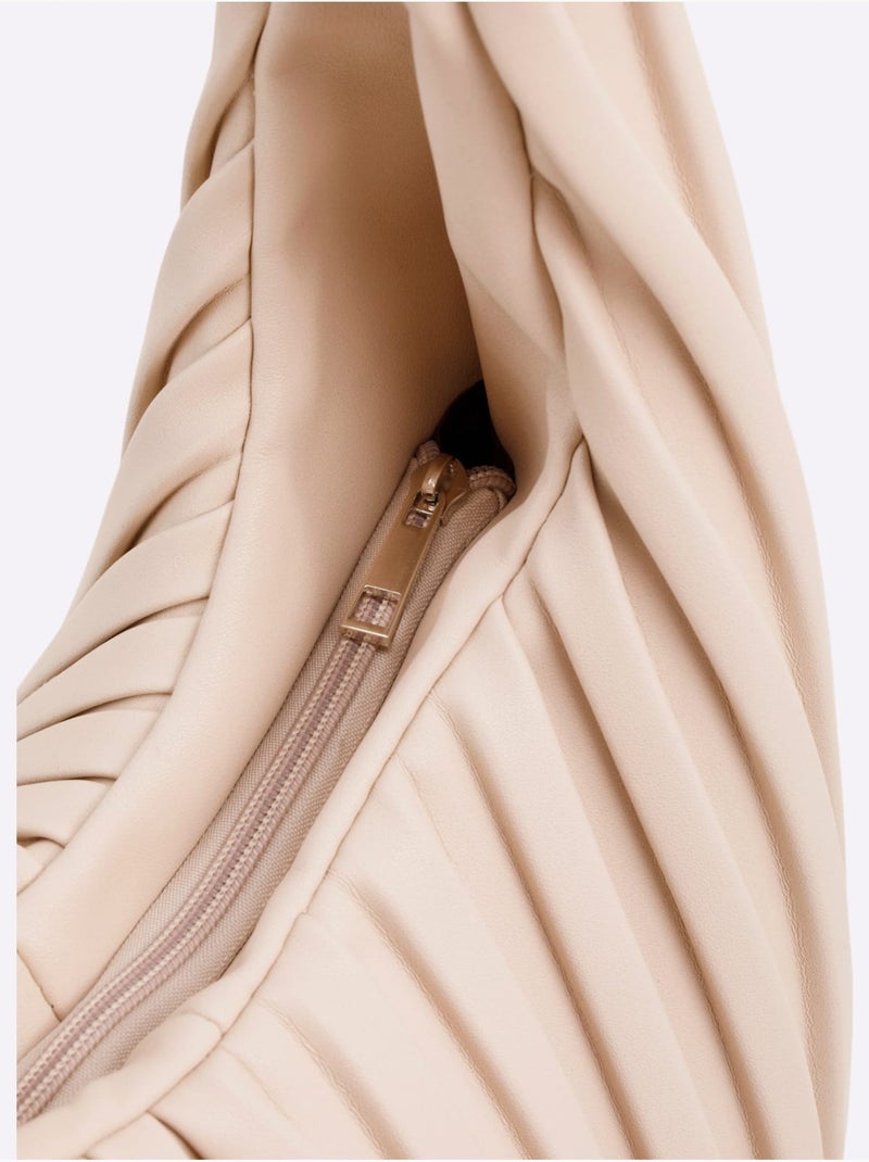 Sac Qualité Plissée Tendance - Taille Standard - helline Beige - Kiabi