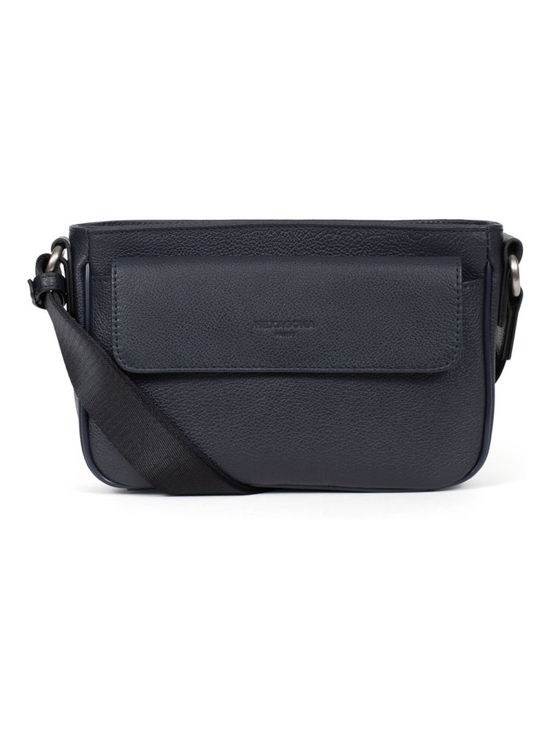 Sac reporter  Cuir CONFORT Bleu marine - Kiabi
