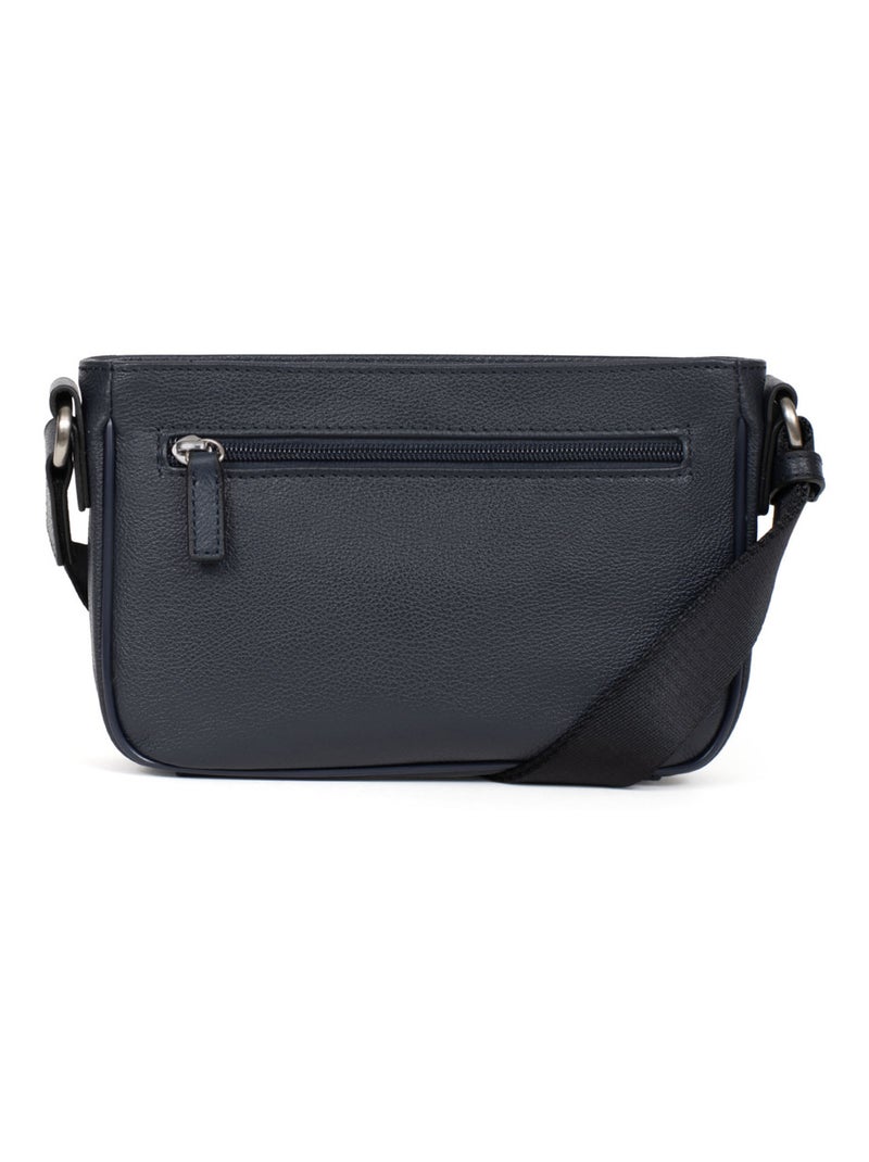 Sac reporter  Cuir CONFORT Bleu marine - Kiabi