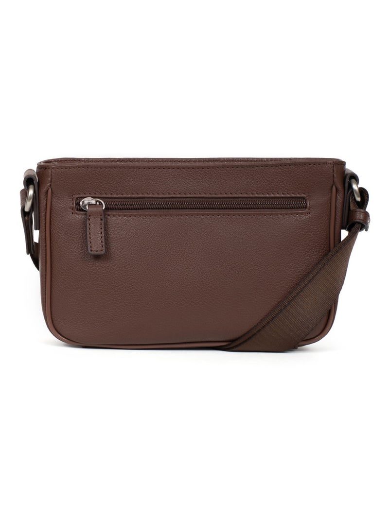 Sac reporter  Cuir CONFORT Marron chocolat - Kiabi