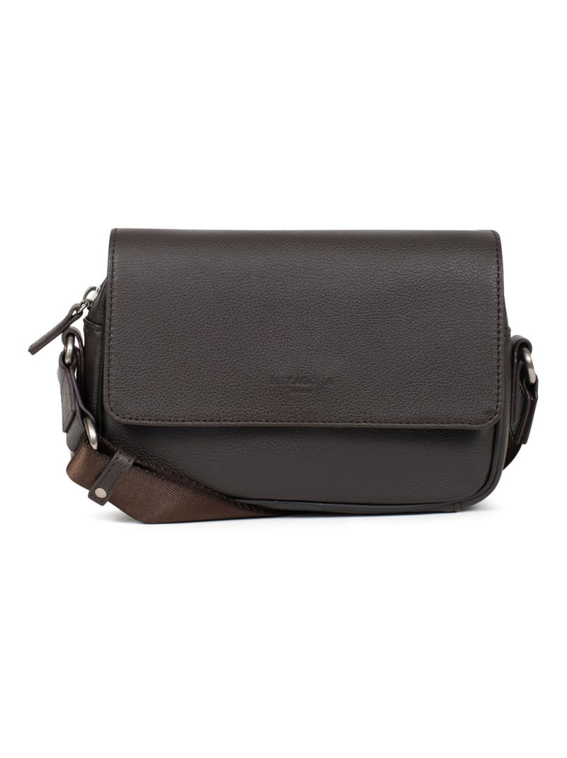 Sac reporter  Cuir CONFORT Marron foncé - Kiabi