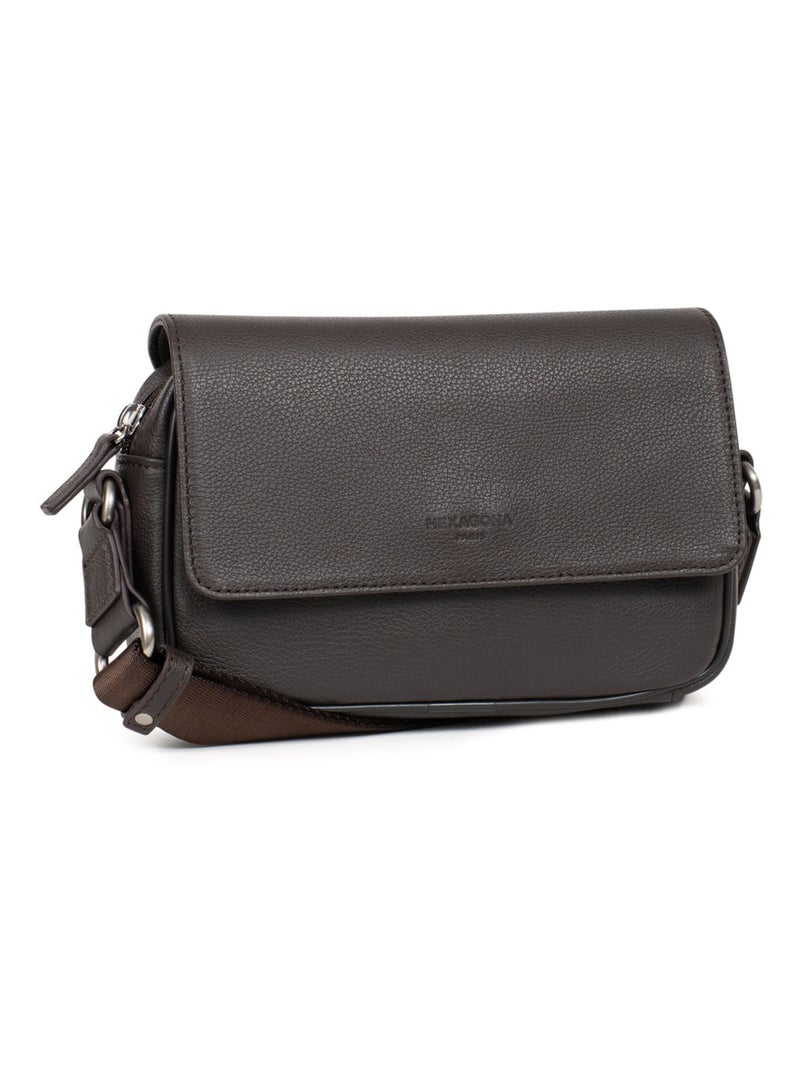 Sac reporter  Cuir CONFORT Marron foncé - Kiabi