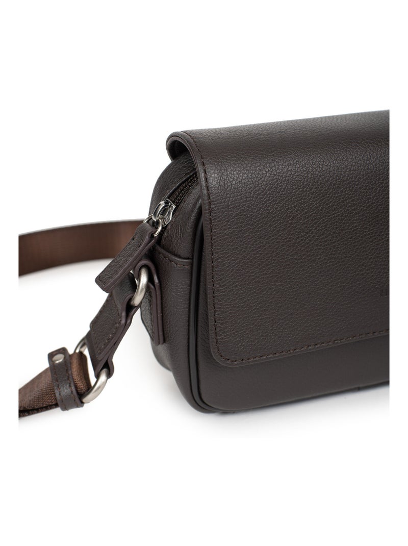 Sac reporter  Cuir CONFORT Marron foncé - Kiabi