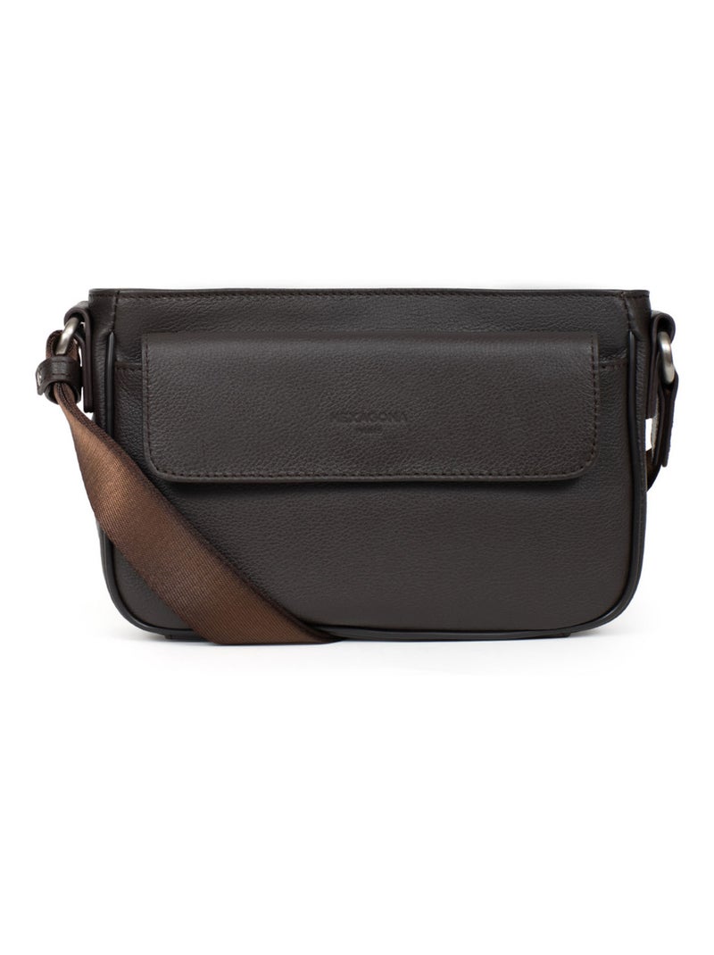 Sac reporter  Cuir CONFORT Marron foncé - Kiabi