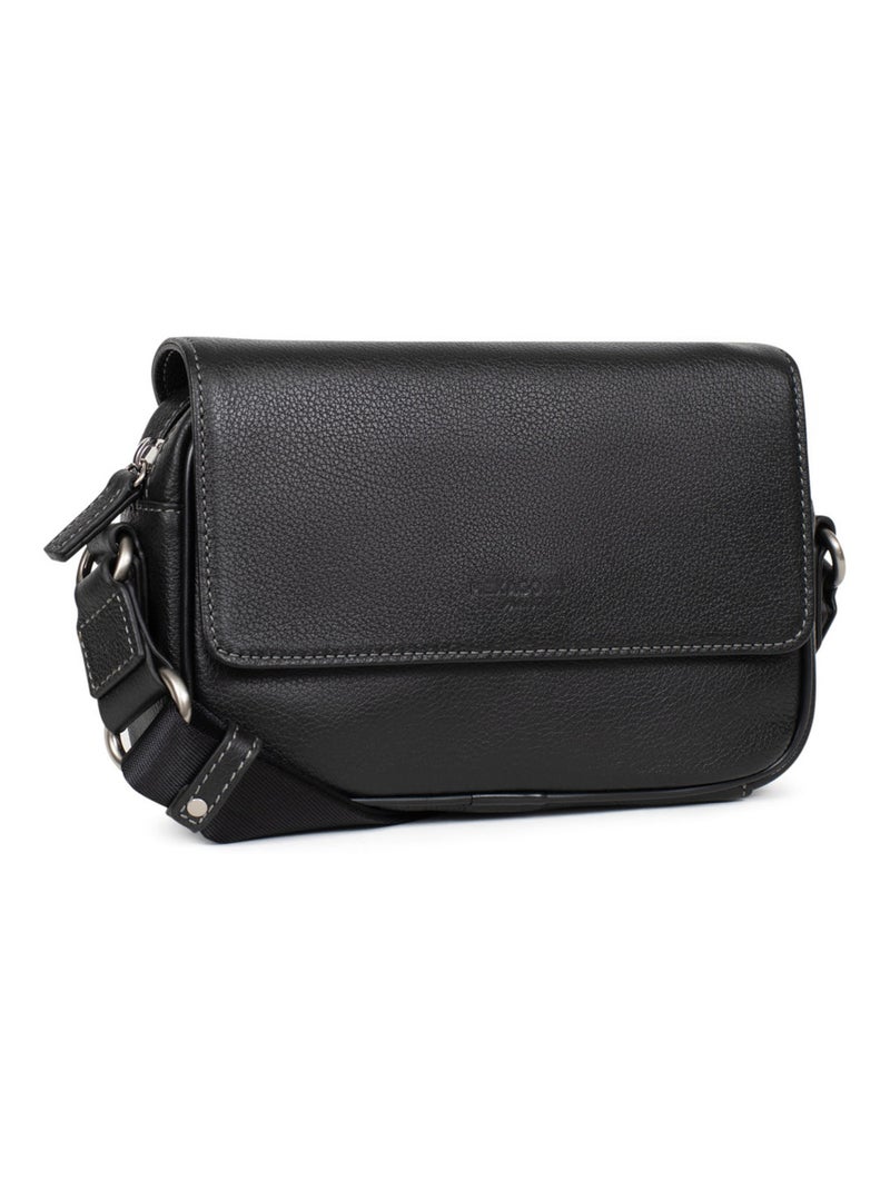 Sac reporter  Cuir CONFORT Noir - Kiabi