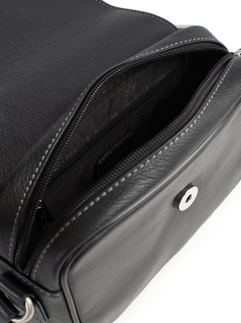 Sac reporter  Cuir CONFORT Noir - Kiabi