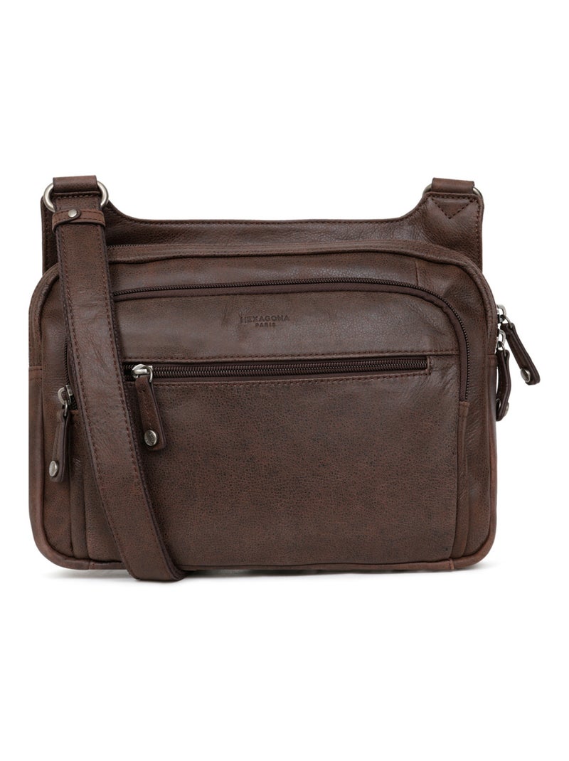 Sac reporter  Cuir INSTINCT Marron - Kiabi