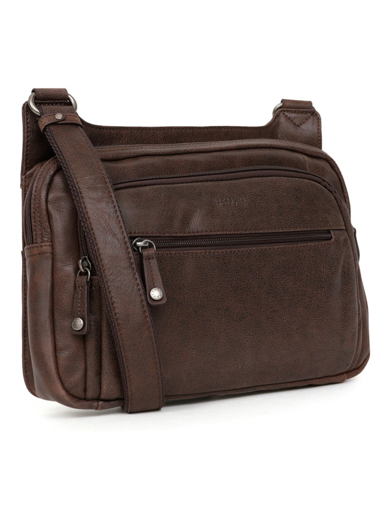 Sac reporter  Cuir INSTINCT Marron - Kiabi