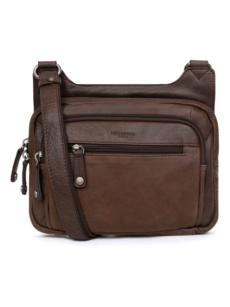 Sac reporter  Cuir INSTINCT Marron - Kiabi