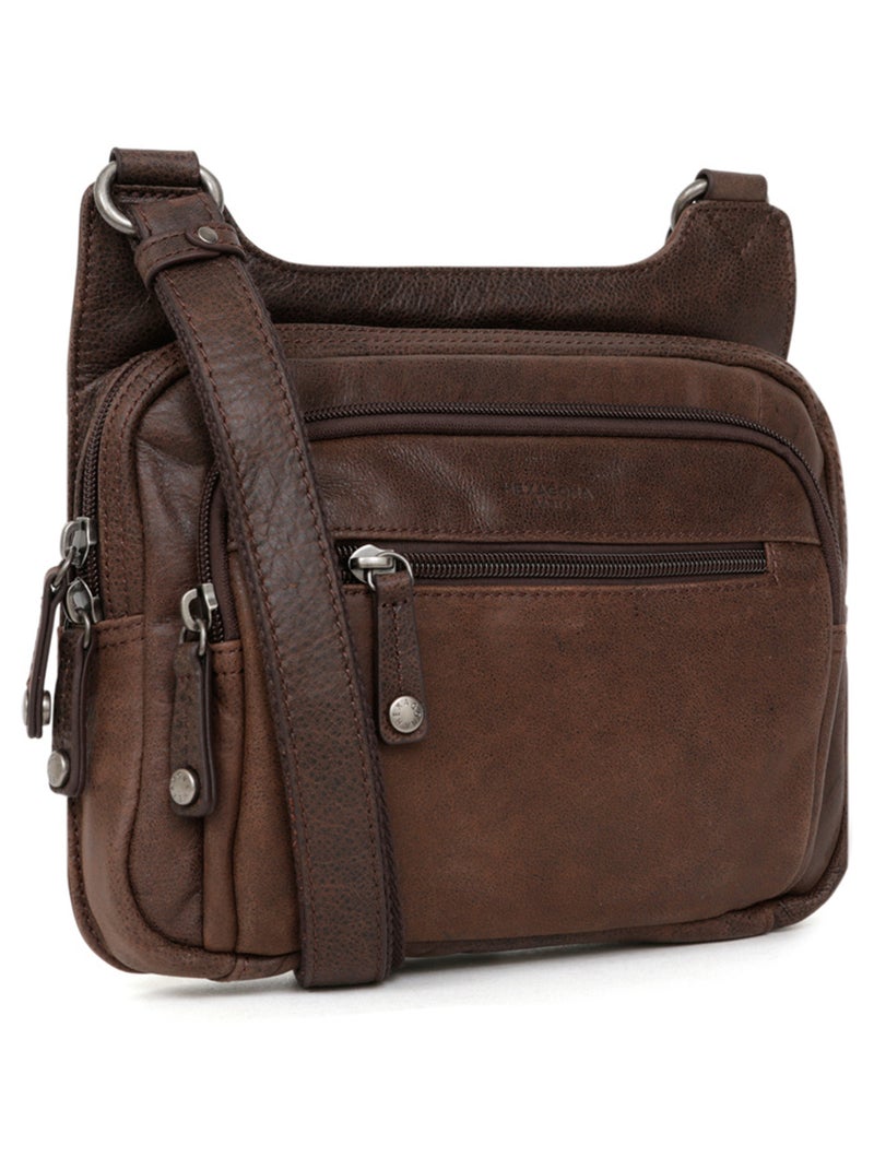 Sac reporter  Cuir INSTINCT Marron - Kiabi