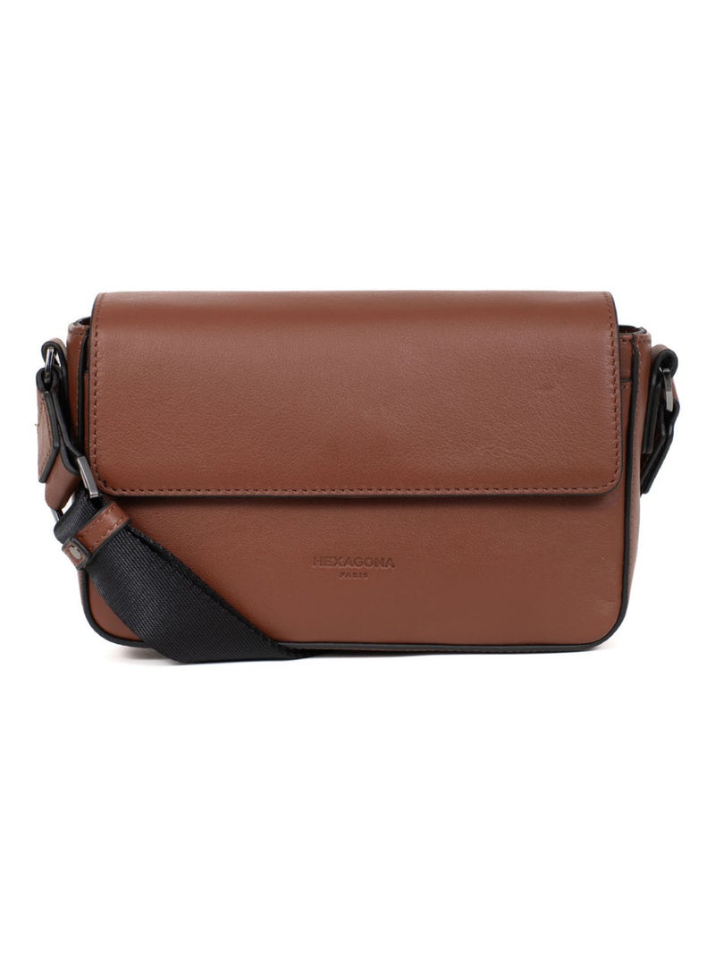 Sac reporter  Cuir LÉNY Cognac - Kiabi