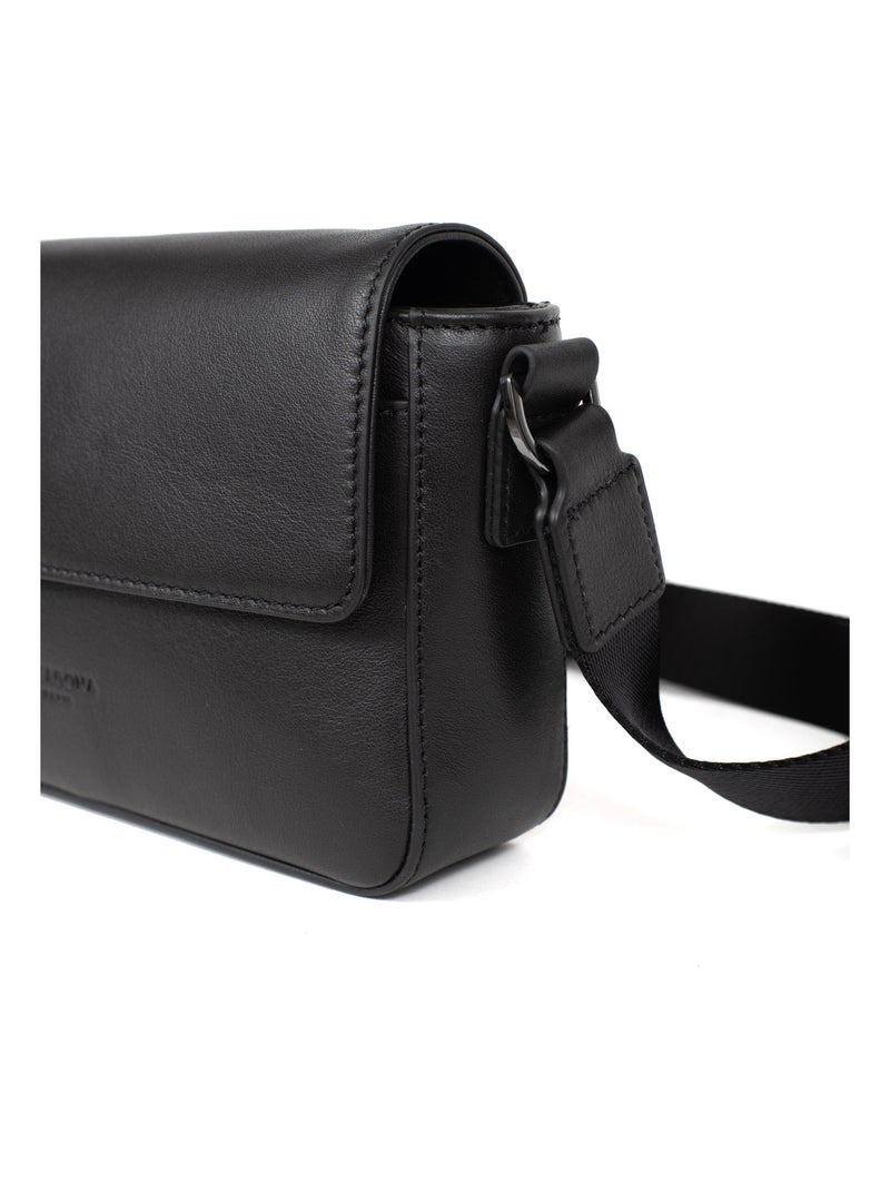 Sac reporter  Cuir LÉNY Noir - Kiabi