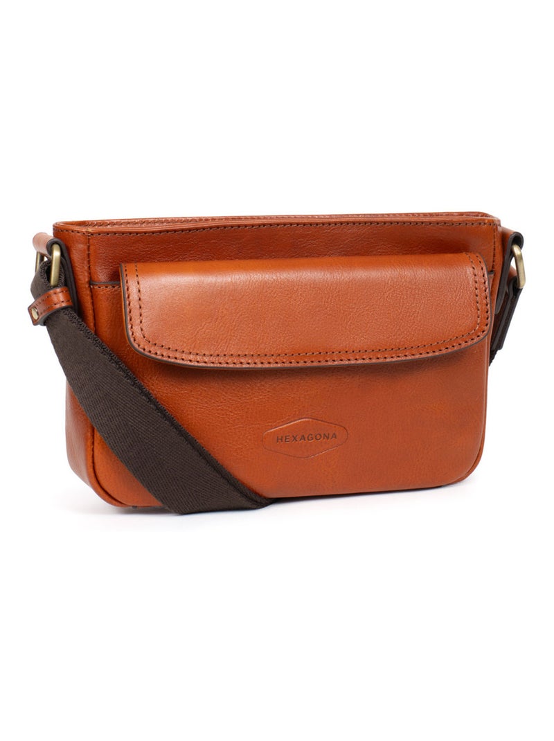 Sac reporter  Cuir STUART Cognac - Kiabi