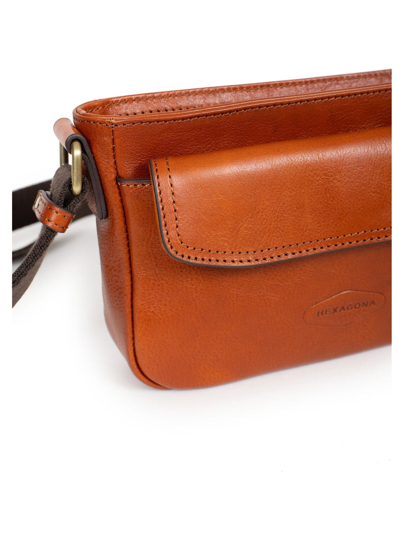 Sac reporter  Cuir STUART Cognac - Kiabi