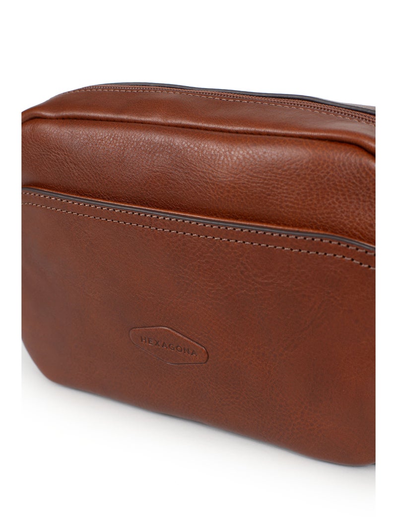 Sac reporter  cuir stuart hexagona Marron - Kiabi