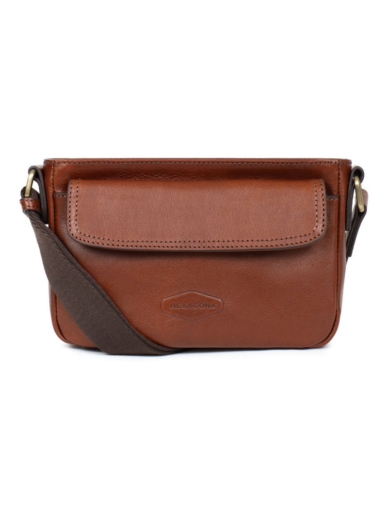 Sac reporter  Cuir STUART Marron - Kiabi