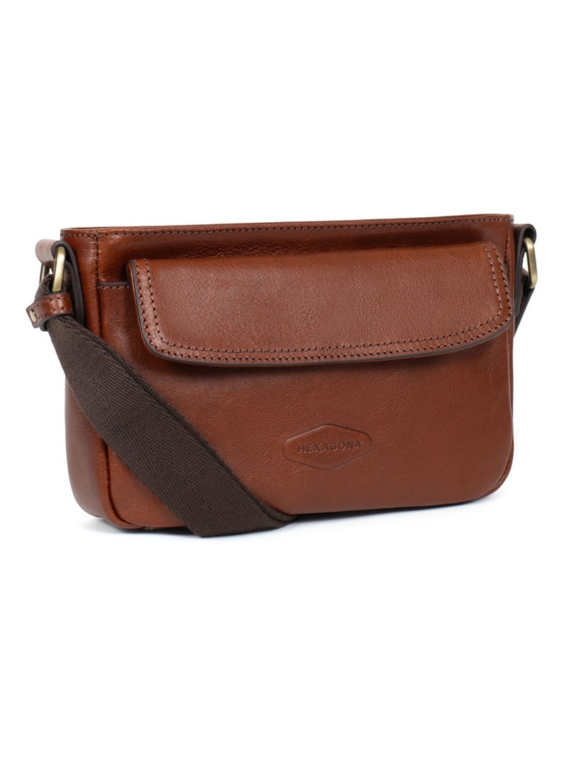 Sac reporter  Cuir STUART Marron - Kiabi