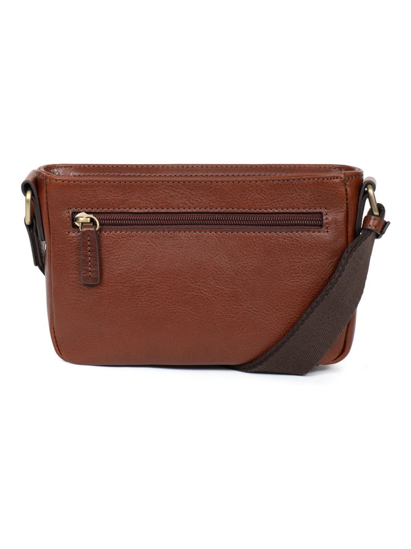 Sac reporter  Cuir STUART Marron - Kiabi