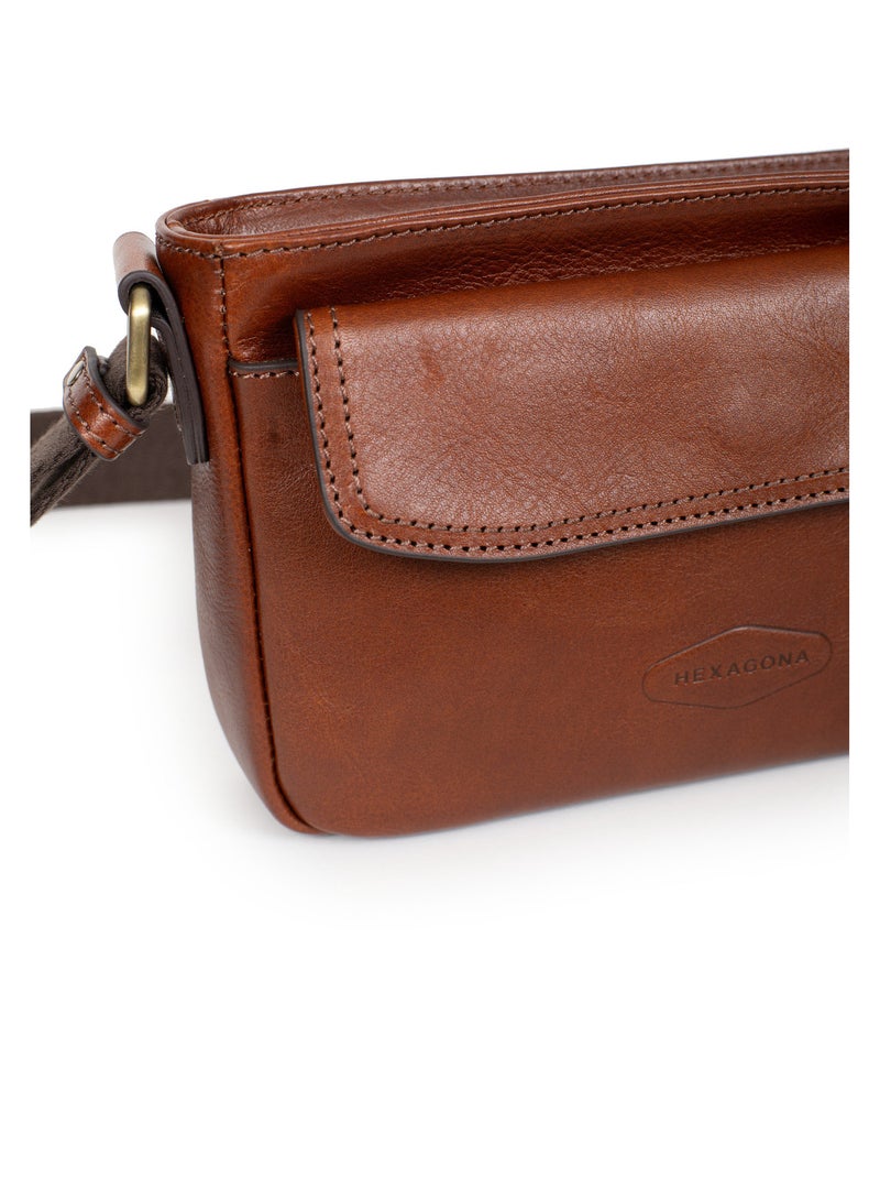 Sac reporter  Cuir STUART Marron - Kiabi
