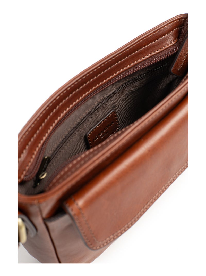 Sac reporter  Cuir STUART Marron - Kiabi