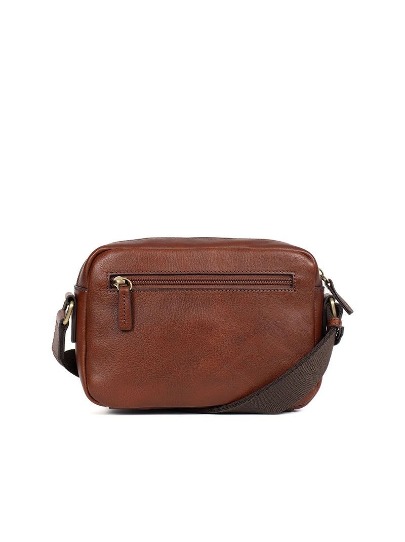 Sac reporter  Cuir STUART Marron - Kiabi