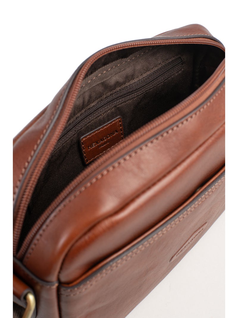 Sac reporter  Cuir STUART Marron - Kiabi