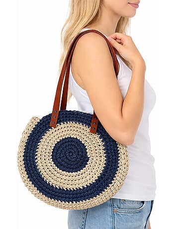 Sac rond bohème en paille