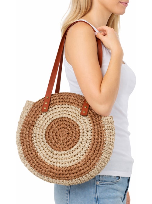 Sac rond bohème en paille - Kiabi