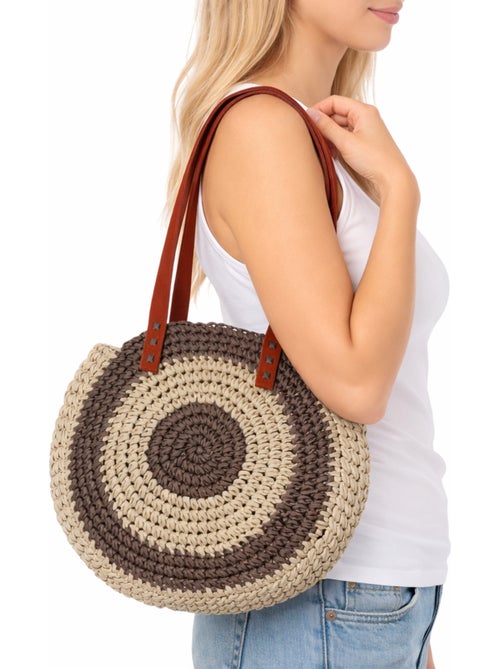 Sac rond bohème en paille - Kiabi