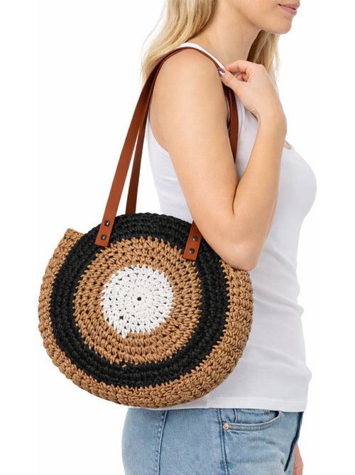 Sac rond bohème en paille - Kiabi