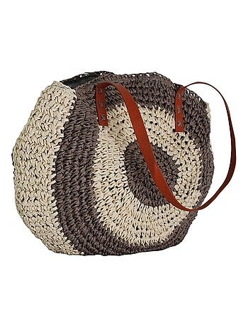 Sac rond boh?me en paille