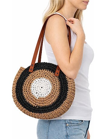 Sac rond boh?me en paille