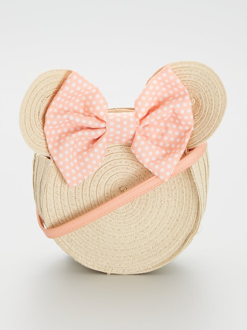 Sac rond 'Disney' en paille avec nœud fantaisie beige - Kiabi