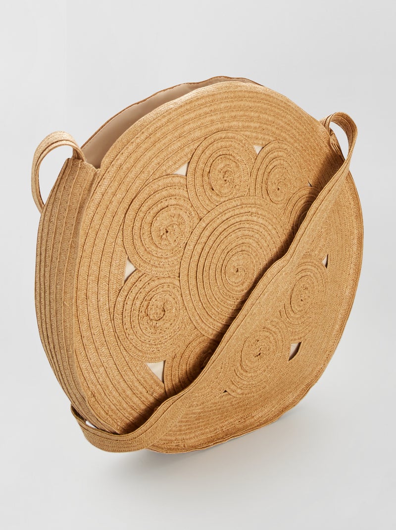 Sac rond en paille beige - Kiabi