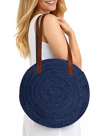 Sac rond tress? fa?on raphia ? Cabas ?t? anses ALIX