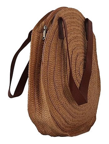 Sac rond tressé façon raphia – Cabas été anses ALIX