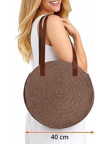 Sac rond tressé façon raphia – Cabas été anses ALIX