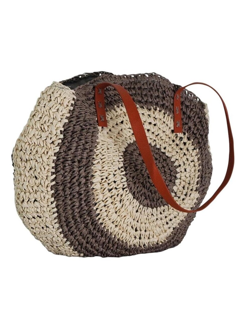 Sac rond tressé façon raphia Marron - Kiabi