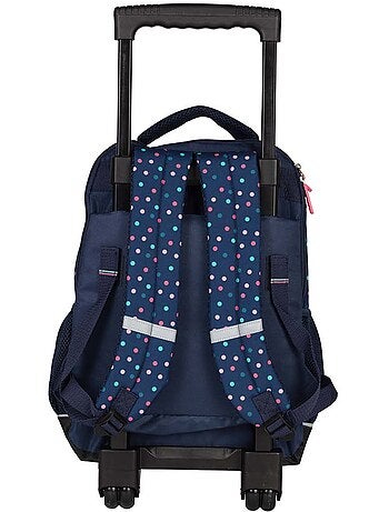 Sac scolaire à roulettes 2 compartiments KIP Girl You Rock bleu marine