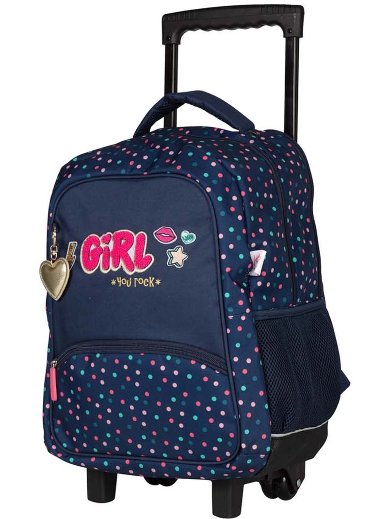 Sac scolaire à roulettes 2 compartiments KIP Girl You Rock bleu marine Bleu marine - Kiabi
