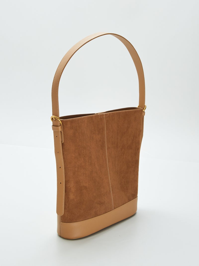 Sac seau bi-matière Marron - Kiabi