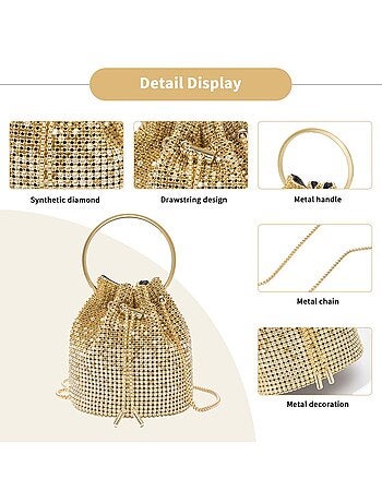 Sac seau de soirée perles et strass bandoulière chaîne - miss lulu