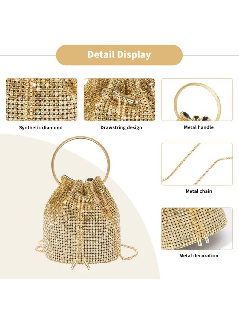 Sac seau de soirée perles et strass bandoulière chaîne - miss lulu Jaune - Kiabi
