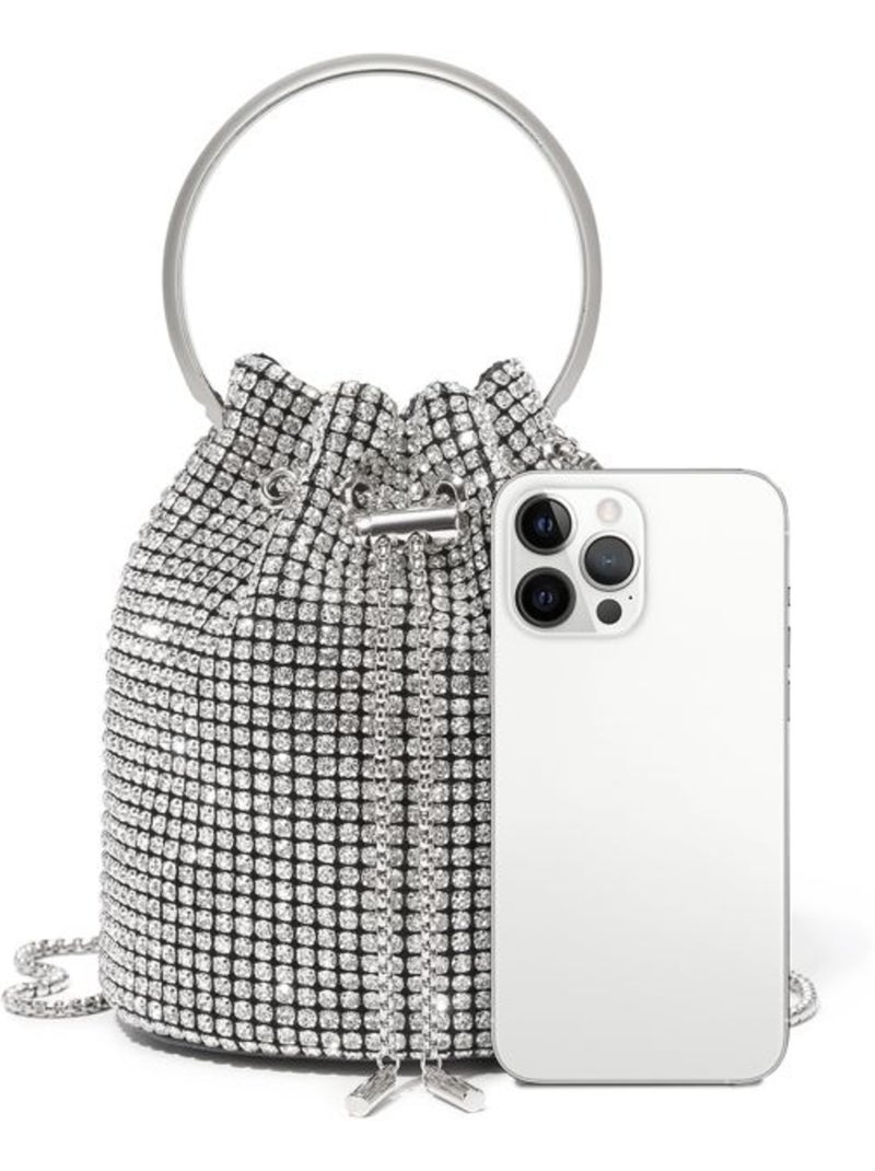 Sac seau de soirée perles et strass bandoulière chaîne - miss lulu Noir - Kiabi