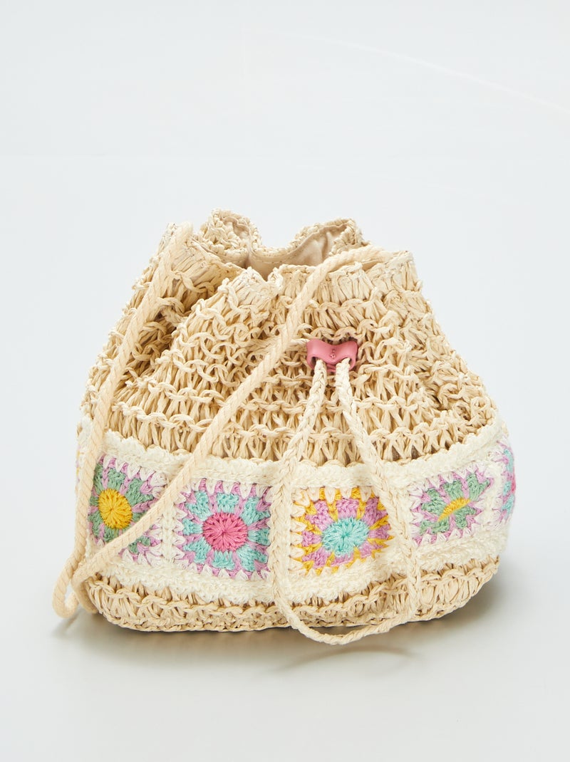 Sac seau en osier Beige - Kiabi