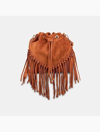 Sac seau en suède avec franges
