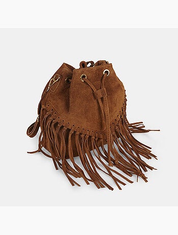 Sac seau en suède avec franges